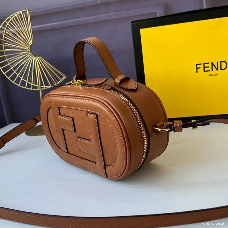 Vintage HOT Fendi Case Calf Brown O'Lock Camera Mini Leather In 0406